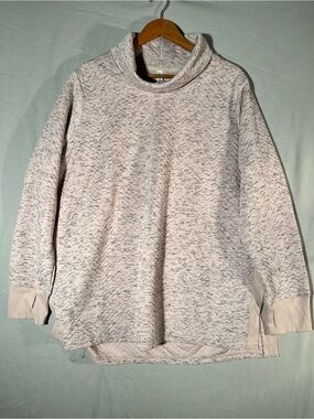 Cozy Women's Light Pink Marled Funnel Neck Sweater w/thumb slits -Size 2X